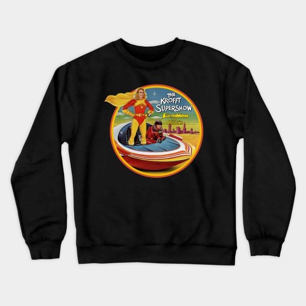 ElectraWoman and DynaGirl Crewneck Sweatshirt by Trazzo